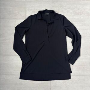 The Limited Blouse Black long Sleeve V Neck Collared Slit Sides XS Tunic Top